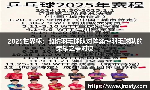 2025世界杯：潍坊羽毛球队对阵淄博羽毛球队的荣耀之争对决